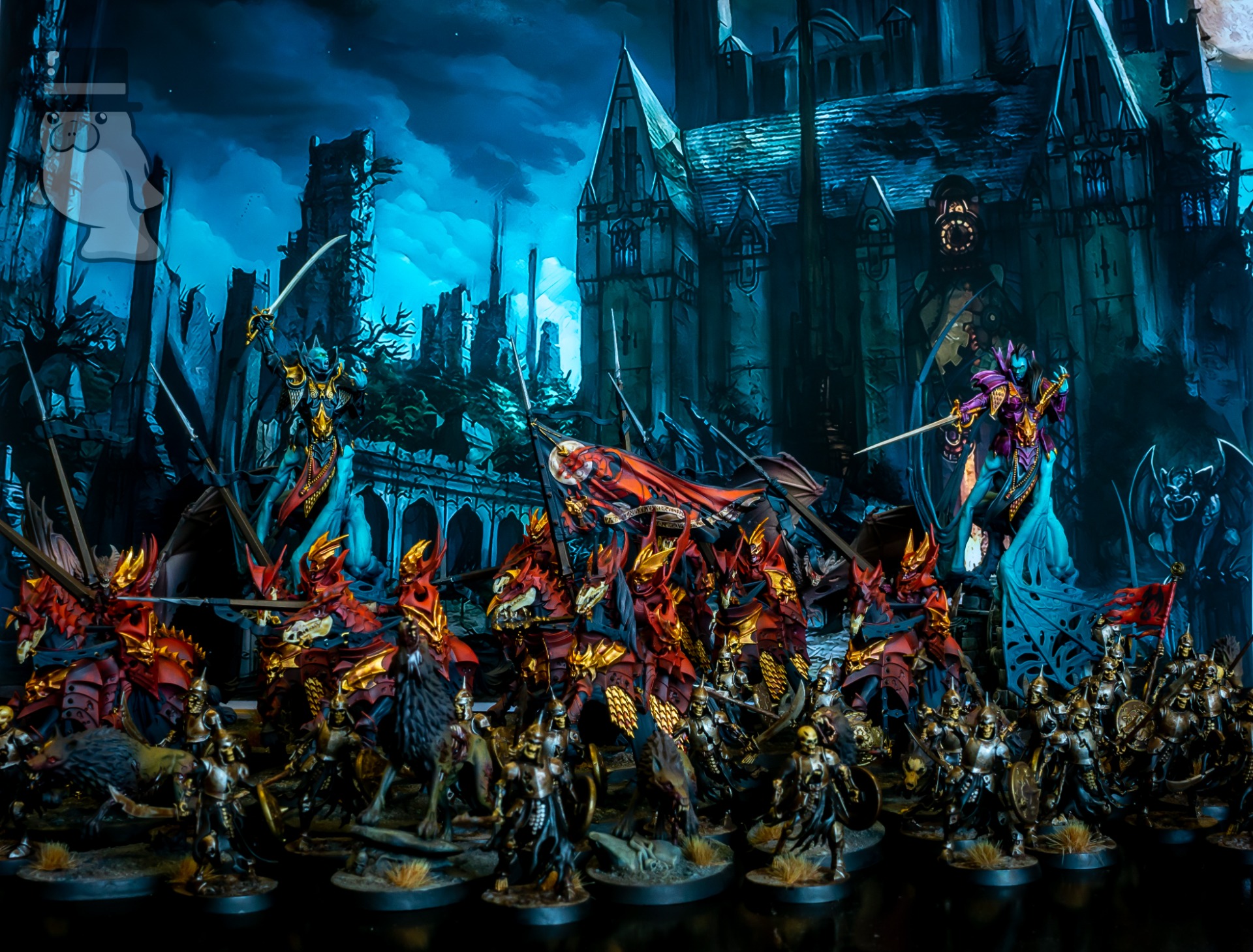 Image shows roughly half of the models painted from a 2k point Soulblight Gravelords army we painted last month!